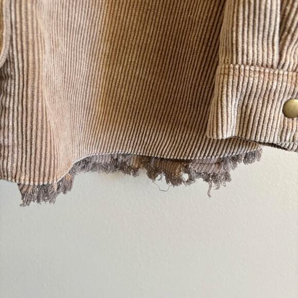 Corduroy Jacket Button Up Hooded Long Sleeve Brown - Womens Size XL - Picture 4 of 7